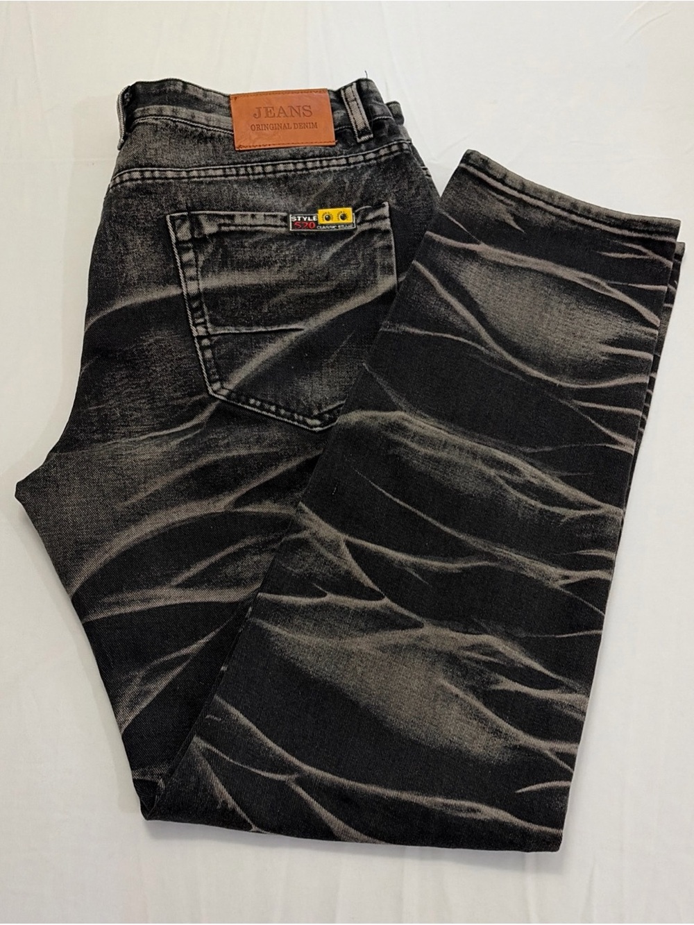Slim Straight Black Washed Men's with Subtle Fade